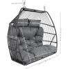 Sunnydaze Andrei Double Hanging Egg Chair with Cushion – 2-Person Outdoor Egg Chair – Includes Polyester Cushion – Dark Gray