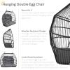 Sunnydaze Andrei Double Hanging Egg Chair with Cushion – 2-Person Outdoor Egg Chair – Includes Polyester Cushion – Dark Gray