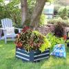 Sunnydaze Dark Gray Corrugated Galvanized Steel 40.5-Inch x 11.75-Inch Hexagon and 24-Inch x 11.75-Inch Square Raised Metal Garden Bed Bundle