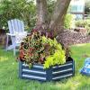 Sunnydaze Dark Gray Corrugated Galvanized Steel 40.5-Inch x 11.75-Inch Hexagon and 24-Inch x 11.75-Inch Square Raised Metal Garden Bed Bundle