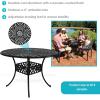 Sunnydaze Decorative Crossweave Cast Aluminum Patio Dining Table with Umbrella Hole – 41-Inch Diameter