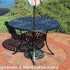 Sunnydaze Decorative Crossweave Cast Aluminum Patio Dining Table with Umbrella Hole – 41-Inch Diameter