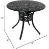 Sunnydaze Decorative Lattice Cast Aluminum Patio Dining Table with Umbrella Hole – 33-Inch Diameter – Black