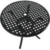 Sunnydaze Decorative Lattice Cast Aluminum Patio Dining Table with Umbrella Hole – 33-Inch Diameter – Black