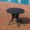 Sunnydaze Decorative Lattice Cast Aluminum Patio Dining Table with Umbrella Hole – 33-Inch Diameter – Black