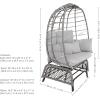 Sunnydaze Double Outdoor Egg Chair with Legs – 2-Seat Glider Rocking Egg Chair with Cushions and Pillows – Gray
