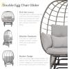 Sunnydaze Double Outdoor Egg Chair with Legs – 2-Seat Glider Rocking Egg Chair with Cushions and Pillows – Gray