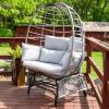 Sunnydaze Double Outdoor Egg Chair with Legs – 2-Seat Glider Rocking Egg Chair with Cushions and Pillows – Gray