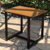 Sunnydaze European Chestnut Wooden Adirondack Side Table – Square Outdoor End Table for Patio with Steel Frame – 20-Inch – Brown