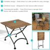 Sunnydaze European Chestnut Wooden Folding Outdoor Adirondack End Table – Square Side Table for Patio with Steel Frame – Brown(Brown)