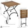 Sunnydaze European Chestnut Wooden Folding Outdoor Adirondack End Table – Square Side Table for Patio with Steel Frame – Brown(Brown)