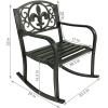Sunnydaze Fleur-de-Lis Cast Iron and Steel Patio Rocking Chair – 275-Pound Weight Capacity – Black