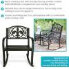 Sunnydaze Fleur-de-Lis Cast Iron and Steel Patio Rocking Chair – 275-Pound Weight Capacity – Black