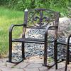 Sunnydaze Fleur-de-Lis Cast Iron and Steel Patio Rocking Chair – 275-Pound Weight Capacity – Black
