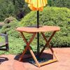 Sunnydaze Folding Meranti Wood Outdoor Dining Table with Umbrella Hole – Foldable Teak Patio Table – Teak Oil Finish – Octagon