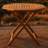 Sunnydaze Folding Meranti Wood Outdoor Dining Table with Umbrella Hole – Foldable Teak Patio Table – Teak Oil Finish – Octagon