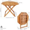Sunnydaze Folding Meranti Wood Outdoor Dining Table with Umbrella Hole – Foldable Teak Patio Table – Teak Oil Finish – Octagon