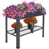 Sunnydaze Galvanized Steel Raised Garden Bed – Set of 2 Elevated Planter Boxes – Individual or Connected Use – Features Lower Storage Shelf – Dark Gray(Dark Gray)