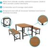 Sunnydaze Indoor or Outdoor 3-Piece Dining Table Set – European Chestnut Patio Dining Table with Benches – 47.25-Inch x 15.25-Inch
