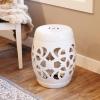 Sunnydaze Knotted Quatrefoil Ceramic Garden Stool Side Table – Indoor or Outdoor – 18-Inch H – White Glazed Finish(White)