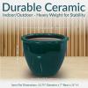 Sunnydaze Large Ceramic Plant Pot – Round Outdoor Glazed Ceramic Planter Pot with Drainage – Studio – Imperial Blue – 18.5″(Dark Green)