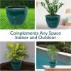 Sunnydaze Large Ceramic Plant Pot – Round Outdoor Glazed Ceramic Planter Pot with Drainage – Studio – Imperial Blue – 18.5″(Dark Green)