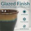 Sunnydaze Large Ceramic Plant Pot – Round Outdoor Glazed Ceramic Planter Pot with Drainage – Studio – Imperial Blue – 18.5″(Forest Lake Green)