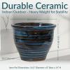 Sunnydaze Large Ceramic Plant Pot – Round Outdoor Glazed Ceramic Planter Pot with Drainage – Studio – Imperial Blue – 18.5″(Galaxy Blue)