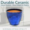 Sunnydaze Large Ceramic Plant Pot – Round Outdoor Glazed Ceramic Planter Pot with Drainage – Studio – Imperial Blue – 18.5″(Imperial Blue)