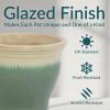 Sunnydaze Large Ceramic Plant Pot – Round Outdoor Glazed Ceramic Planter Pot with Drainage – Studio – Imperial Blue – 18.5″(Seafoam)