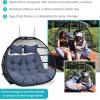 Sunnydaze Liza Loveseat Egg Chair with Gray Polyester Cushions – Black Wicker Frame – 550-Pound Capacity – 43 Inches Tall