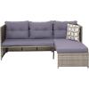 Sunnydaze Longford Patio Sectional Conversation Set – 1 Sofa and 1 Coffee Table – Thick Charcoal Cushions(Charcoal)