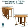 Sunnydaze Malaysian Hardwood Folding Gateleg Patio Dining Table with Teak Oil Finish – 4-Person Space-Saving Round Outdoor Table – 47.25” D x 29″ H