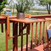 Sunnydaze Meranti Folding Balcony Patio Railing Table for 4-Inch to 8.75-Inch Railings