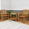 Sunnydaze Meranti Wood 3-Piece Outdoor Patio Conversation Set – 2 Chairs and 1 Table – Teak Oil Finish