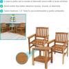 Sunnydaze Meranti Wood 3-Piece Outdoor Patio Conversation Set – 2 Chairs and 1 Table – Teak Oil Finish