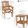 Sunnydaze Meranti Wood 3-Piece Outdoor Patio Conversation Set – 2 Chairs and 1 Table – Teak Oil Finish