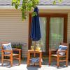 Sunnydaze Meranti Wood 3-Piece Outdoor Patio Conversation Set – 2 Chairs and 1 Table – Teak Oil Finish
