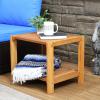 Sunnydaze Meranti Wood Adirondack Side Table for Patio – Outdoor End Table with Umbrella Hole – Teak Oil Finish – 20-Inch