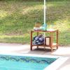 Sunnydaze Meranti Wood Adirondack Side Table for Patio – Outdoor End Table with Umbrella Hole – Teak Oil Finish – 20-Inch