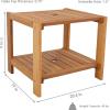 Sunnydaze Meranti Wood Adirondack Side Table for Patio – Outdoor End Table with Umbrella Hole – Teak Oil Finish – 20-Inch