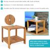 Sunnydaze Meranti Wood Adirondack Side Table for Patio – Outdoor End Table with Umbrella Hole – Teak Oil Finish – 20-Inch