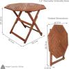 Sunnydaze Meranti Wood Octagon Outdoor Folding Table – Teak Oil Finish – 35.5-Inch