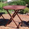 Sunnydaze Meranti Wood Octagon Outdoor Folding Table – Teak Oil Finish – 35.5-Inch