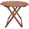 Sunnydaze Meranti Wood Octagon Outdoor Folding Table – Teak Oil Finish – 35.5-Inch