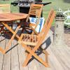 Sunnydaze Meranti Wood Outdoor Folding Patio Chairs – Set of 2 – Teak Oil Finish