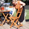 Sunnydaze Meranti Wood Outdoor Folding Patio Chairs – Set of 2 – Teak Oil Finish