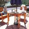 Sunnydaze Meranti Wood Round Outdoor Dining Table with Umbrella Hole – Round Patio Table – Teak Oil Finish – 42-Inch
