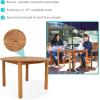 Sunnydaze Meranti Wood Round Outdoor Dining Table with Umbrella Hole – Round Patio Table – Teak Oil Finish – 42-Inch