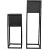 Sunnydaze Modern Simplicity 8.25″ Square Metal Raised Planter Box with Legs – Set of 2 – Indoor or Outdoor Use – Black – 27″ H and 19.75″ H(Black)